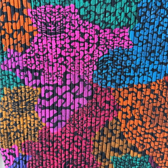 FARM RIO Rainbow Mix Jersey Midi Dress Cat Lover Maximalist Colorful Bold L - Picture 4 of 8